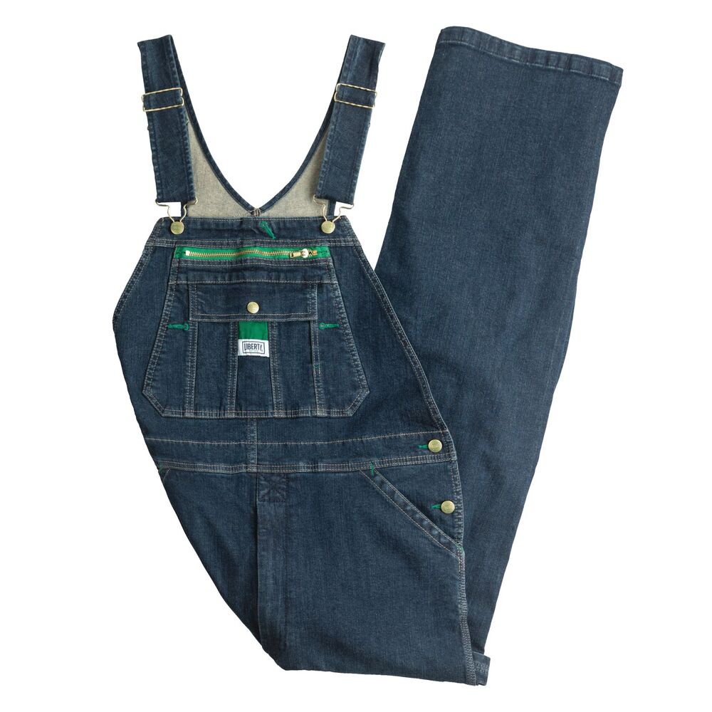LIBERTY Flex Bib Jean Overalls Sz 46x30 Relaxed Fit 17006 Blue Stretch Denim NWT